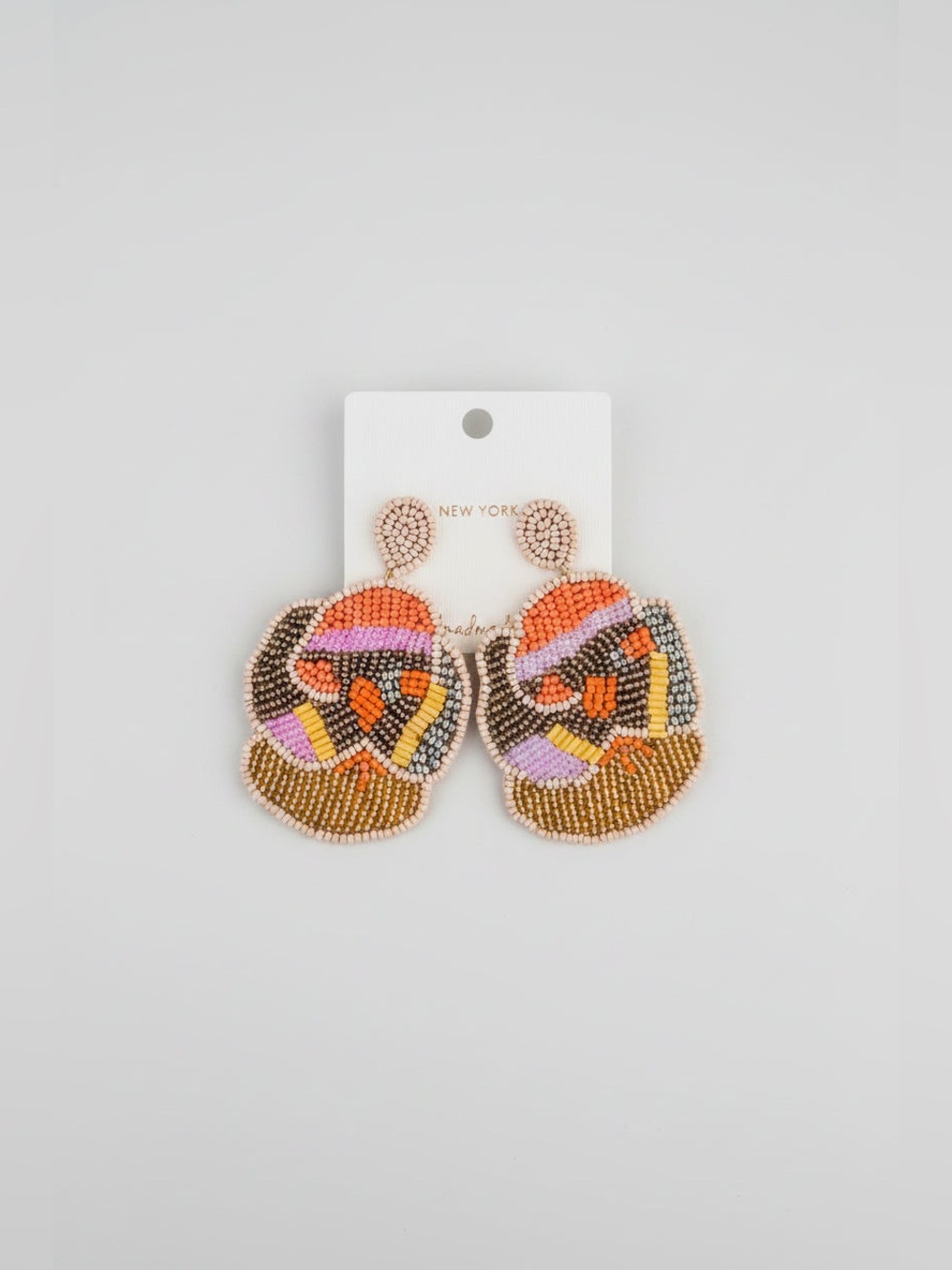 Elegant Flower Bead Cluster Earrings - Tan